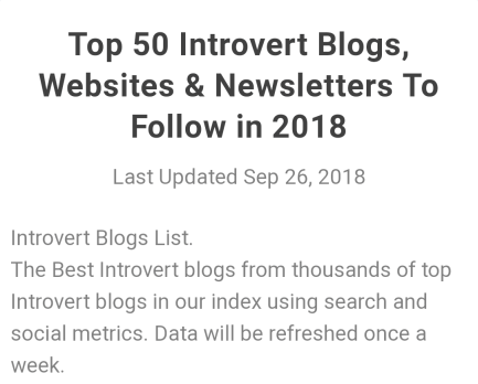 Top 50 Introvert Blogs by Feedspot